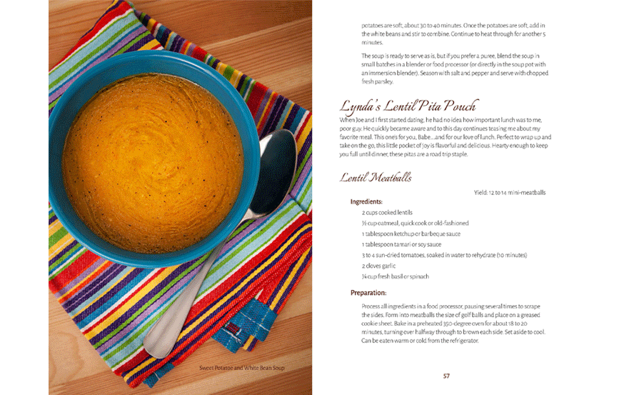 cookbook design sample—interior page layout, recipe formatting