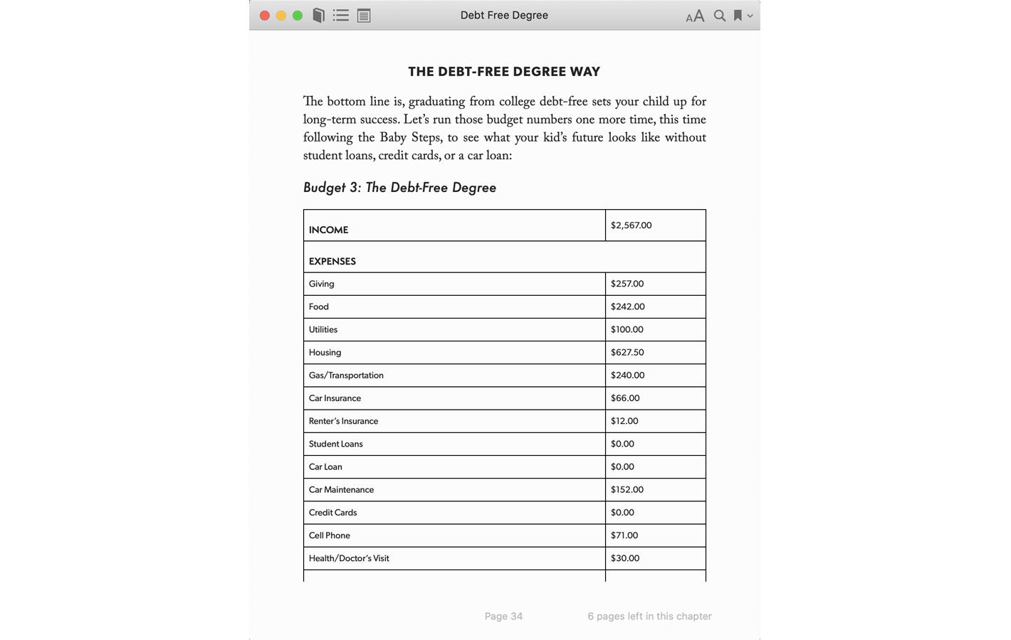 Page 34 for Debt Free Degree book